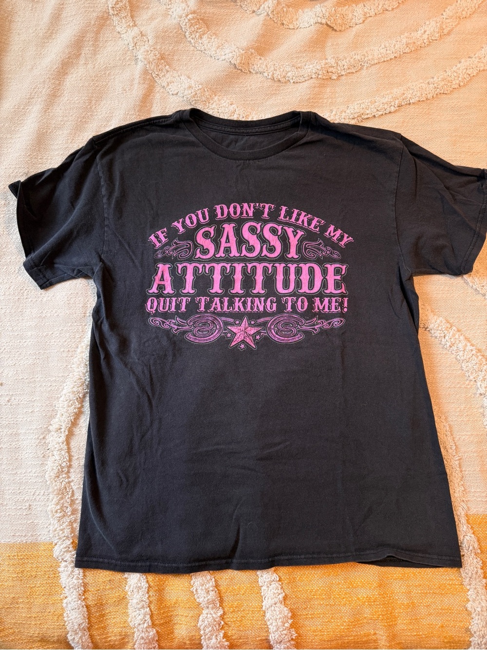 Black Graphic Tee with Pink 'Sassy Attitude' Print - Picture 2 of 6